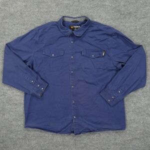 Hawx Work Gear Shirt Men 2XL Blue Snap Front Western Workwear Cotton Heavyweight